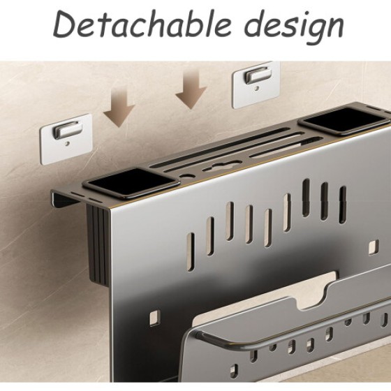 Wall-Mounted Utensil Rack - White Kitchen Utensil Rack with Cutting Board Holder, Multifunctional Storage Organizer, for Storing Knives, Forks, and Spatulas